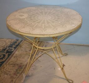 Painted Yellow Metal Table Matches lot #423; 35
