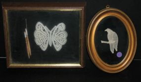 Needlework of Parrot, Butterfly, and Botanical Print