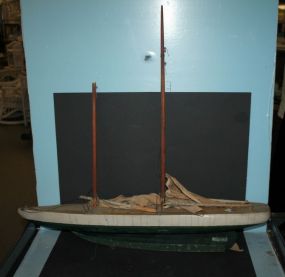Large Carved Wood Ship 36