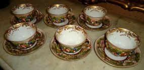 Capodimonte Hard Paste Porcelain Coffee Cups & Saucers Set of 6 capodimonte hard paste porcelain coffee cups, late 19th century - cups 2 1/2