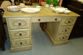 White Washed Kneehole Desk White Washed Kneehole Desk with seven drawers 52