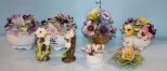 Group of Eight Small Bone China Floral Arrangements, Hand Painted Group of Eight Small Bone China Floral Arrangements, Hand Painted; three marked Golden Crown, England (3
