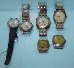 Six Men's Vintage Wristwatches Six Men's Vintage Wristwatches; one Timex Cub Scout, two Kelton, one Waltham, one Bulova 23 jewels, one Timex electric 1960's