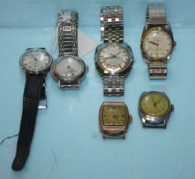 Six Men's Vintage Wristwatches Six Men's Vintage Wristwatches; one Timex Cub Scout, two Kelton, one Waltham, one Bulova 23 jewels, one Timex electric 1960's