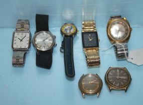 Group of Six Men's Wristwatches Group of Six Men's Wristwatches; one Timex, one Accutron 1960's, one Sedco 17 jewels, one Timex Electric, one Oleg Cassini, one Superman Watch DC Comics 1977, one Wakmann