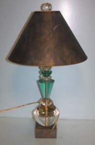 Decorative Glass Lamp on a Painted Base Decorative Glass Lamp (two colors) on a Painted Base; 28 1/2