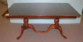 Mahogany Queen Ann Style Dining Table with Two Leaves Mahogany Queen Ann Style Dining Table with Two Leaves, banded edge; 67