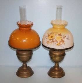 Two Vintage Brass Oil Lamps Two Vintage Brass Oil Lamps; 24 1/2