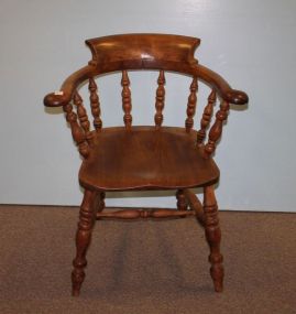 Yew Wood Early 20th Century English Captain's Chair Yew Wood Early 20th Century English Captain's Chair purchased in 1979, needs repair to arm; 26