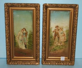 Pair of Small Oil Paintings of Courtship Scenes Pair of Small Oil Paintings of Courtship Scenes; 8