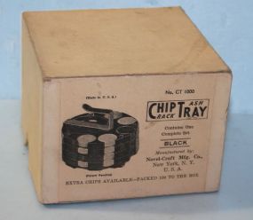 Chip Rack and Ashtray with Poker Chips Chip Rack and Ashtray with Poker Chips, in original box; 3 7/8