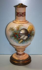 19th Century Hand Painted Vase Mounted as a Lamp 19th Century Hand Painted Vase Mounted as a Lamp, no wiring or lamp parts; 20 1/2