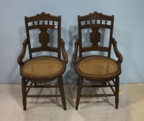 Two Victorian Cane Seat Side Chairs Two Victorian Can Seat Side Chairs; 18
