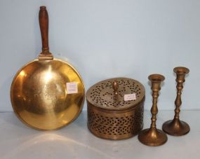 Group of Brass Items Group of Brass Items, including; pair of candlestick 6