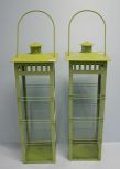 Two Metal Yard Lanterns Painted Green Two Metal Yard Lanterns Painted Green; 21