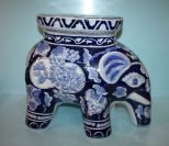 Blue and White Porcelain Elephant Design Stand Blue and White Porcelain Elephant Design Stand; 14