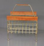 Vintage Brass Record or Magazine Rack Description: Vintage Brass Record or Magazine Rack; 15
