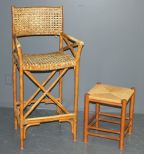 Bar Stool and Footstool Description: Bar Stool and Footstool; barstool 45