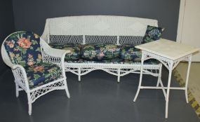 Wicker Patio Set Description: Wicker Patio Set, Couch, Arm Chair and Table; couch 35