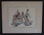 Drawing of Women Washing Linens by Linda Larisch Description: Drawing of Women Washing Linens by Linda Larisch; 17