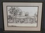 Framed Pencil Sketch of Home in Eastover by David E. Collins Description: Framed Pencil Sketch of Home in Eastover by David E. Collins; 14 1/2