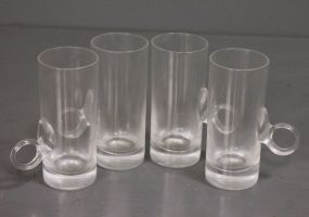 Set of Four Clear Handled Glasses Description: Set of Four Clear Handled Glasses; 4 3/4