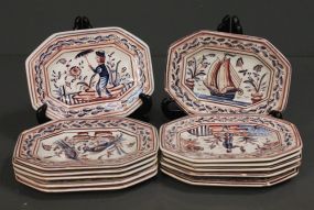 Set of Twelve Hand Painted Outeiro Agueda Plates Description: Set of Twelve Hand Painted Outeiro Agueda Plates; 6 1/2