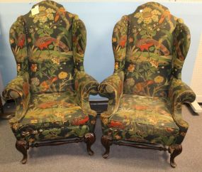 Pair High Style Wing Back Chairs 34