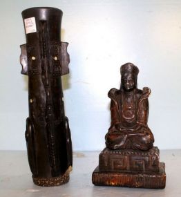 Tibetan Carvings Hand carved wood Buddha, 5