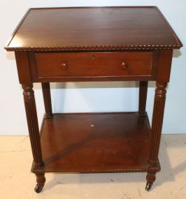 Mahogany One Drawer Rolling Cart 29 1/2