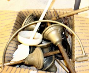 Set of Four Antique Gas Fixtures Including Coleman glass shades, box of other fixtures parts; 44