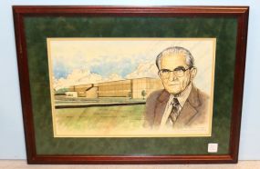Print of Stennis Hall and Senator Stennis Has signatures; 22 1/2