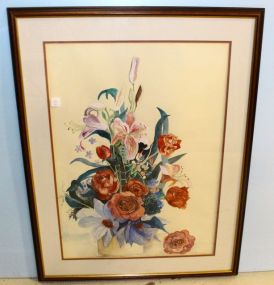 Watercolor of Roses Artist signed Jean Abrams; 28