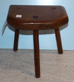 1920 Oak Milking Stool by Alvin Rose of Ohio 11 1/2