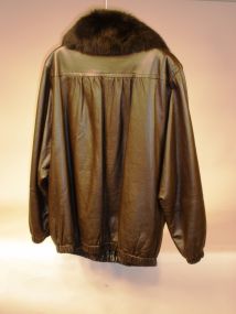 Lamb Leather Bomber Jacket w/ Sheared Rabbit Linin