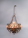 Hammered Brass Hanging Light Fixture w/ Hand Paint