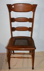 Oak Cane Seat Carved Side Chair