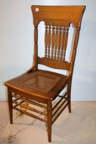 Oak Cane Seat Spindle Back Side Chair