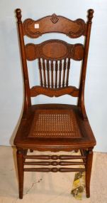 Oak Pressed Back Cane Seat Chair
