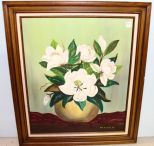 '82 Painting of Magnolias Signed Mrs. A.L. Trest