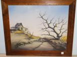 Oil on Board of Cabin Signed in Lower Right