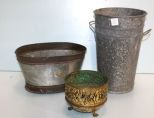 Pail & Two Small Planters