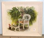 Print of Wicker Chair and Stool