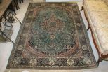 Machine Made Green Rug