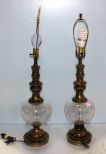 Two Glass and Brass Lamps