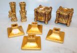 Gold Angel Candlesticks, Pair Candlesticks & Four Square Candlesticks