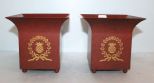 Pair Painted Tin Planters
