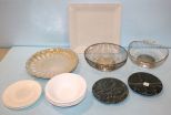 Two Silverplate Baskets, Marble Cutter & Pottery Trays