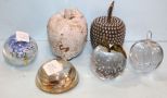 Four Paperweights & Two Apples