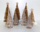 Eight Decorative Wire Christmas Trees